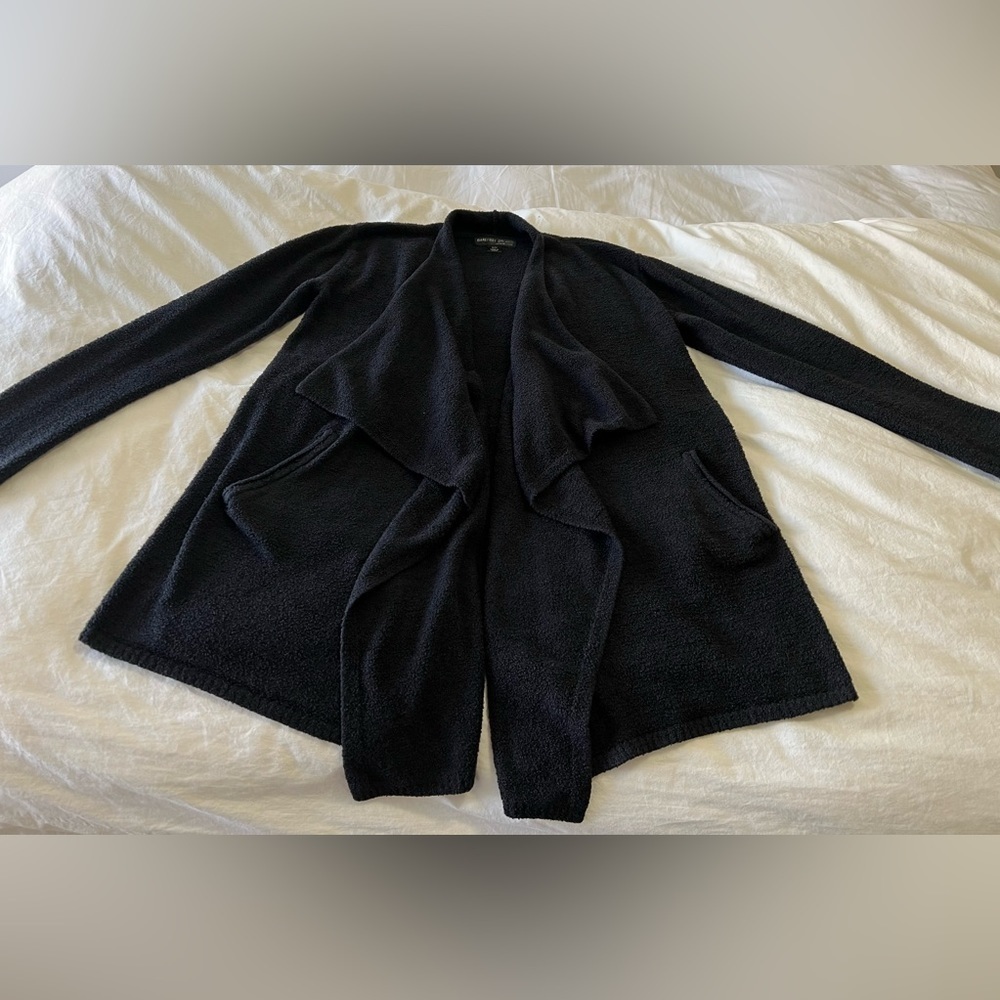 Barefoot Dreams Bamboo Chic Lite Black Waterfall Cardigan Sweater Size S/M